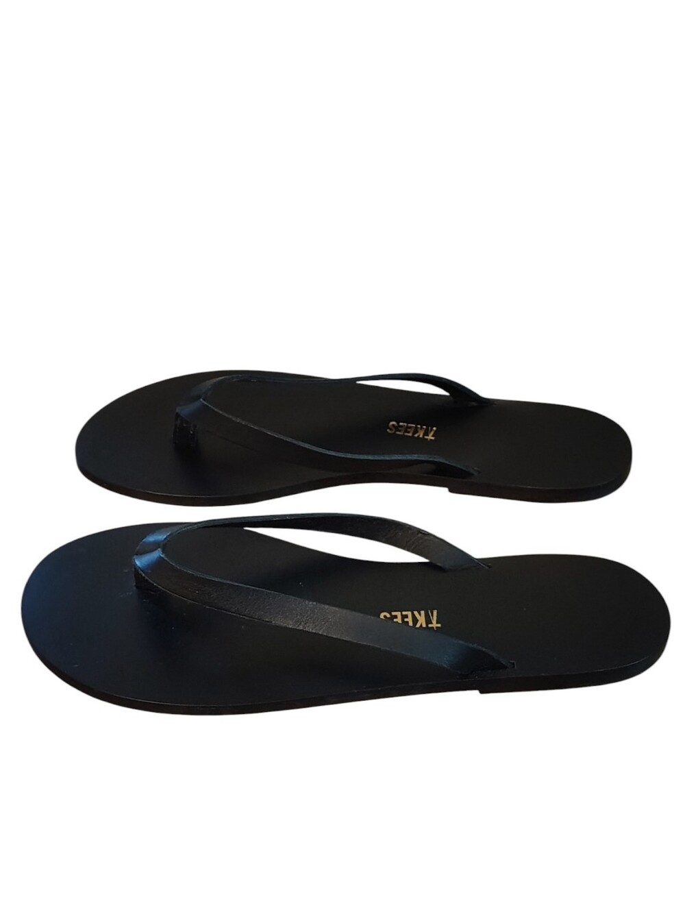 TKEES Black Slim Strap Leather Sandals